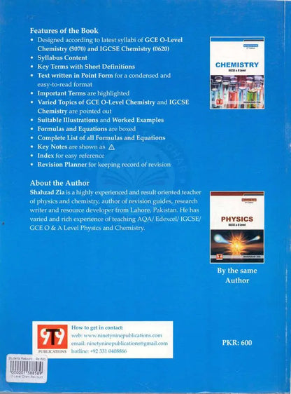 Chemistry IGCSE & O Level Book Revised Edition By Shahzad Zia Multan Kitab Ghar