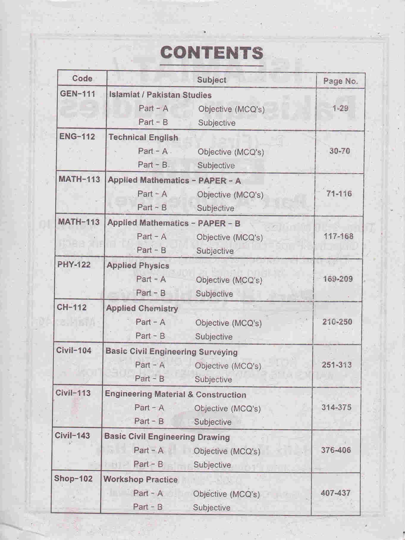 Civil Technology 5 Year Solved Up to date Papers DAE Students 1st Year Azhar Iqbal Multan Kitab Ghar