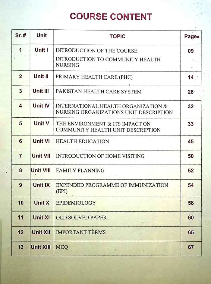 Community Health Nursing Book for Generic BSN 1st years 2nd Edition By Mr. Amjad Mehmood Baig Multan Kitab Ghar