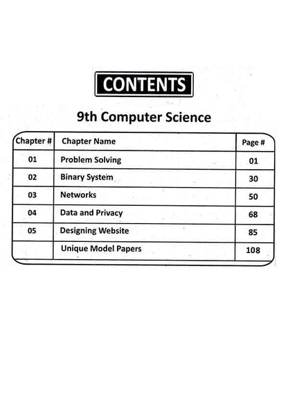 Unique Notes Computer For 9th Class Book By Unique Publications