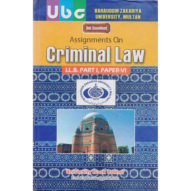 Criminal Law For LLB Part 1 Past Papers 6 by Khurram Amir