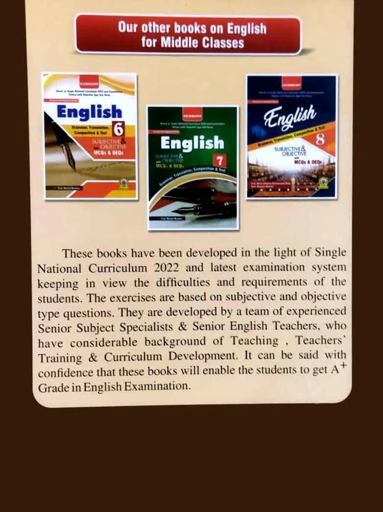 Current English Grammar, Translation, Composition Text for Class 6 by Prof. Khalid Mumtaz