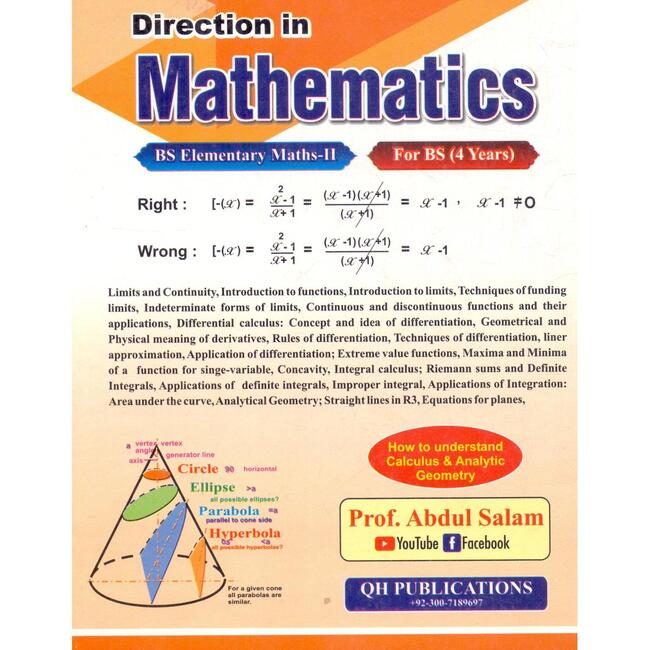 Direction in Mathematics Book for BS 4 years by Prof. Abdul Salam Multan Kitab Ghar