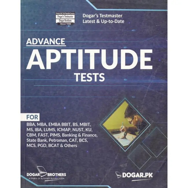 Dogar Advanced Aptitude Tests Book for BBA MBA BS & Bank Job Multan Kitab Ghar