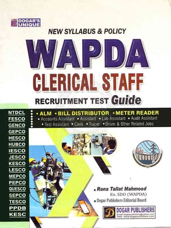 Dogar New Syllabus Policy WAPDA Recruitment Test Guide For Clerical Staff by Rana Tallat Multan Kitab Ghar