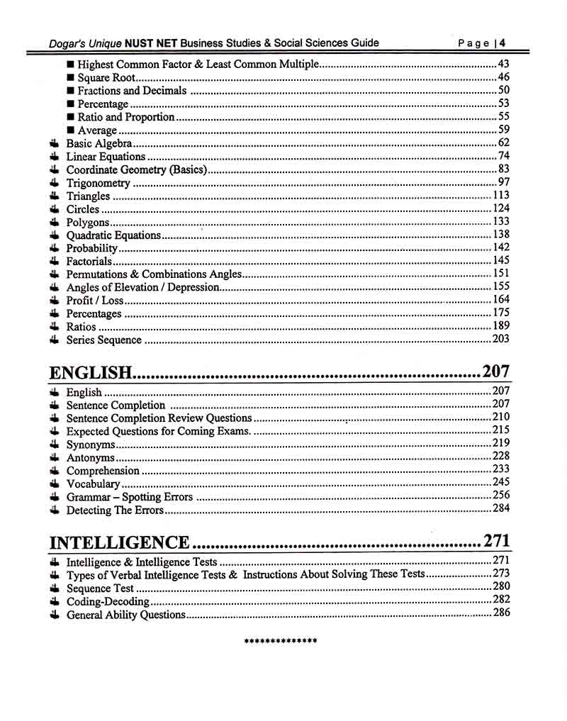 Dogar Unique Guide For NUST NET For Business Studies / Management Social Sciences New Edition 2021 to 2023