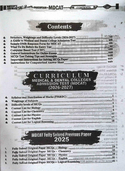 Dogar Unique National MDACT Admission Test Guide by Dr. Afzaal Bajwa