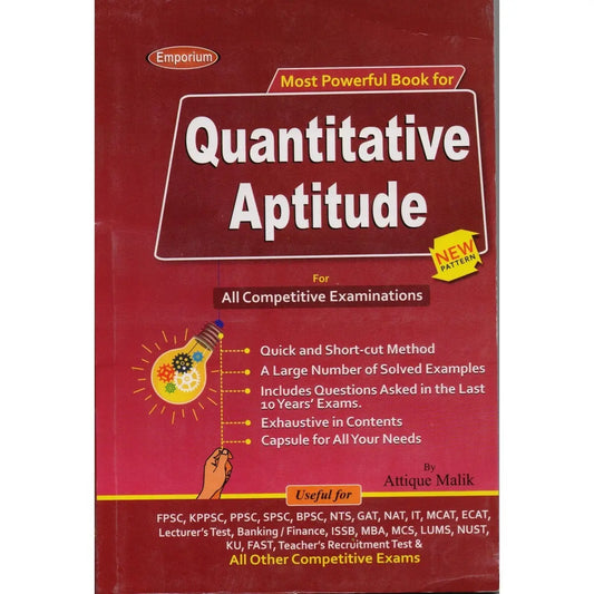 Emporium Quantitative Aptitude Book By Attique Malik Multan Kitab Ghar