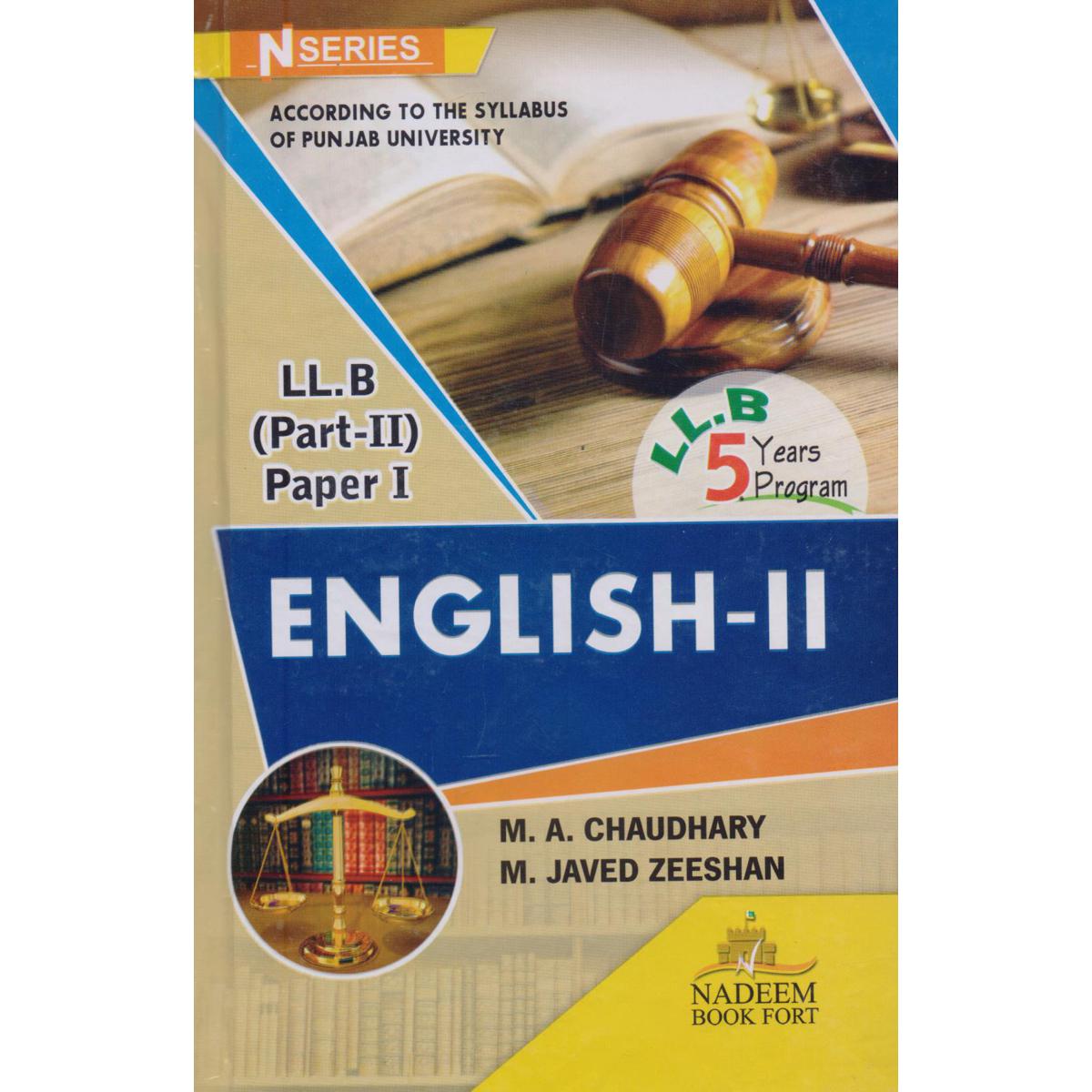 N Series English-II For LL.B (Part-2) Paper 1 Book By M.A Chaudhary - Multan Kitab Ghar