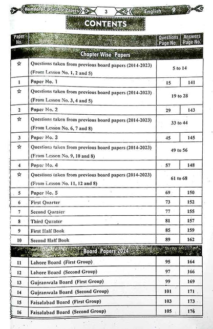 Hamdard Scholar English Up To Date Papers for Class 9th for Preparation of Examination 2025