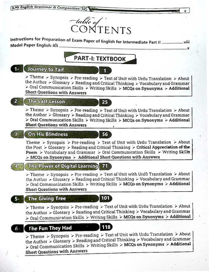 English Grammar & Composition 12 by ILMI – PECTAA Latest Syllabus