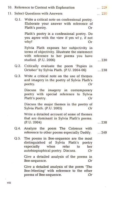 Famous Selected Poems By Sylvia Plath Text, Paraphrase and Critical Notes