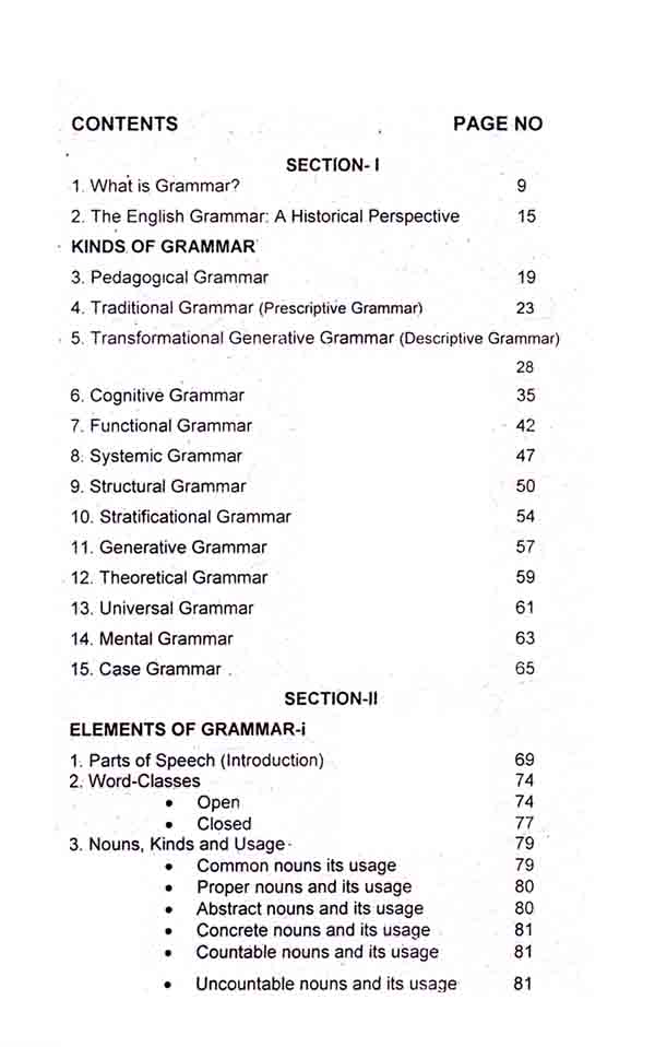 Study to Pedagogical Grammar Kinds of Grammar Elements of Grammar in Context Error Analysis Book 5 for BS English By Prof. Mukhtar Parvez Multan Kitab Ghar