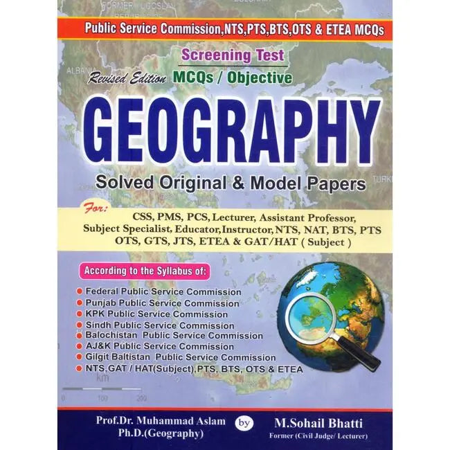 Geography Solved Original and Model Papers Book by M. Sohail Multan Kitab Ghar