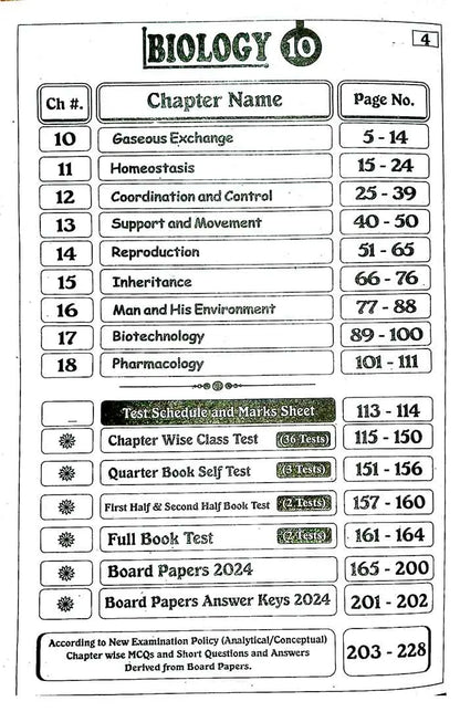 Ghazali Biology Up To Date Solved Past Papers (2014-2024) Book for Class 10th Subjective and Objective Preparation Multan Kitab Ghar