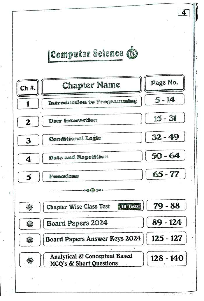 Ghazali Computer Science Up To Date Solved Past Papers (2014-2024) Book for 10th Class Subjective and Objective Preparation