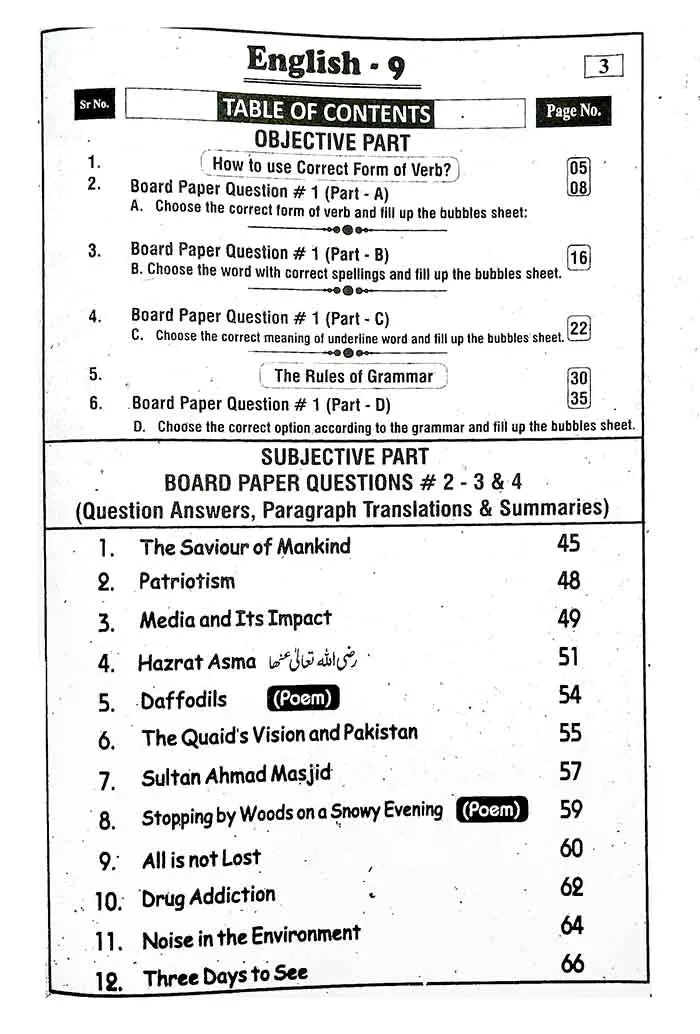 Ghazali English Up To Date Solved Past Papers (2014-2024) Book for Class 9th Subjective and Objective Preparation Plan for Board 2024 Multan Kitab Ghar