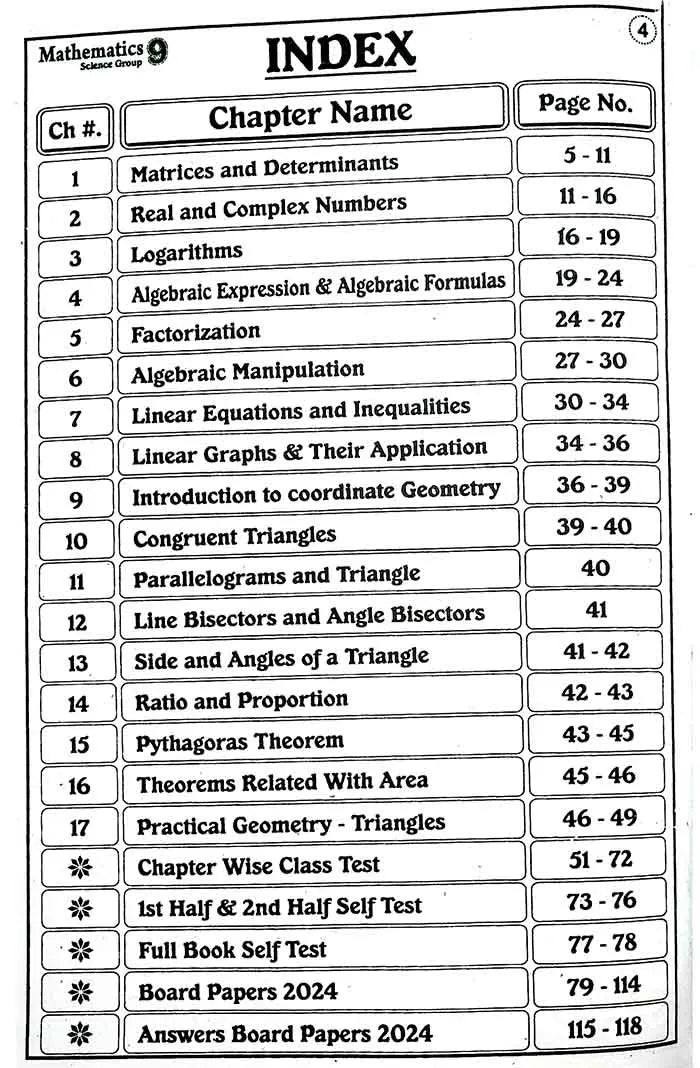 Ghazali Mathematics Up To Date Solved Past Papers (2014-2024) Book for Class 9th Subjective and Objective Preparation for Board 2024 Multan Kitab Ghar