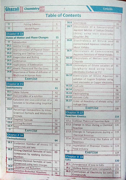 Ghazali Chemistry Up To Date Solved Past Papers (2014–2024) Book for Class 10th