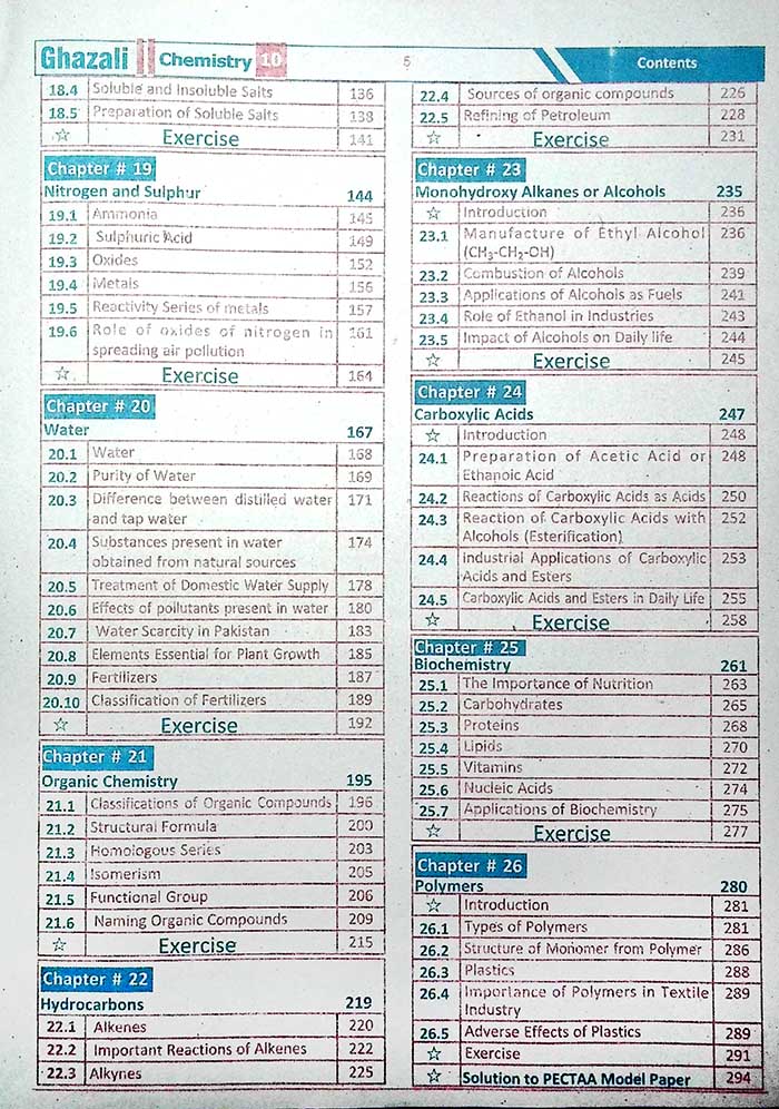 Ghazali Chemistry Up To Date Solved Past Papers (2014–2024) Book for Class 10th