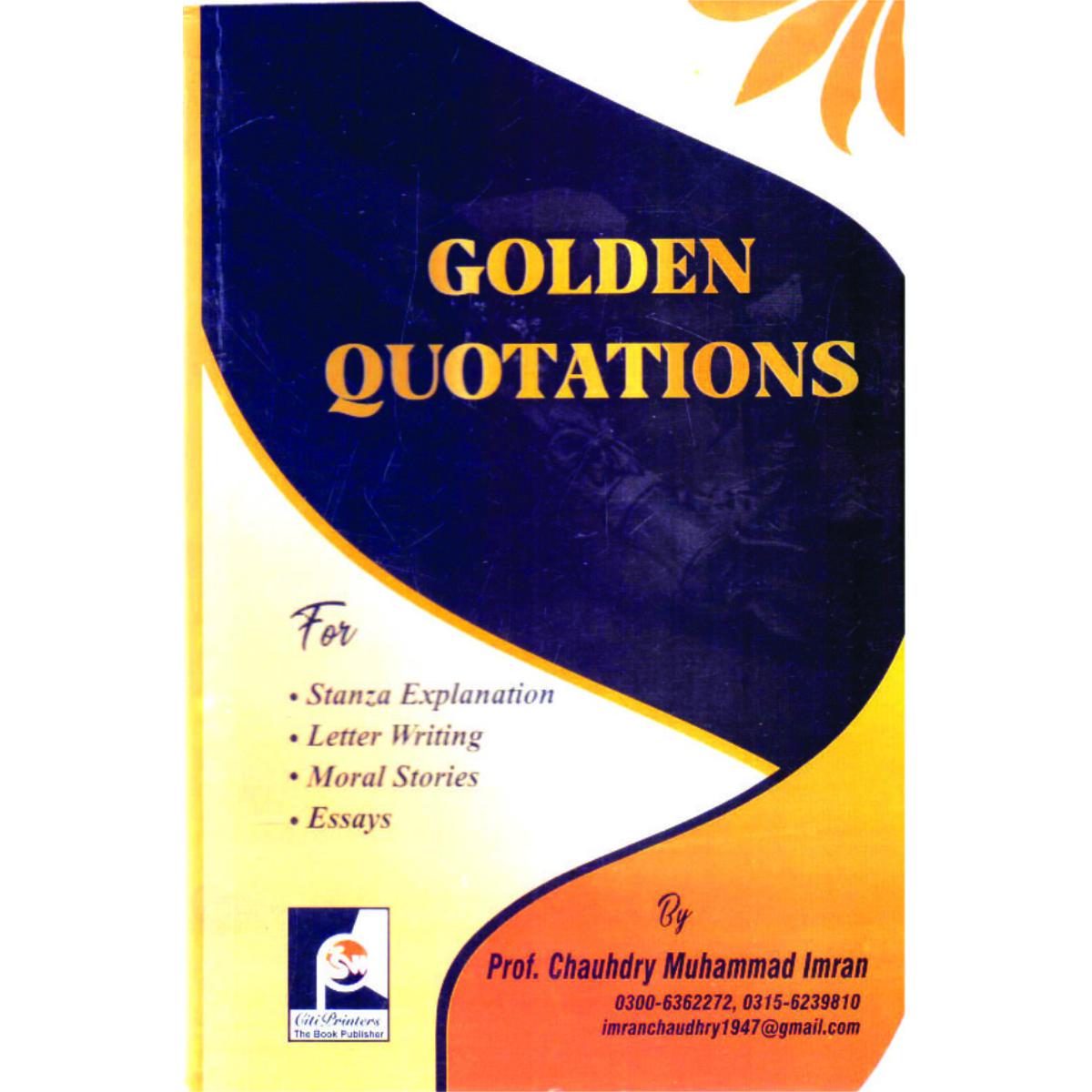 Golden Quotations Book For Stanza Explanation By Ch M Imran - Multan Kitab Ghar