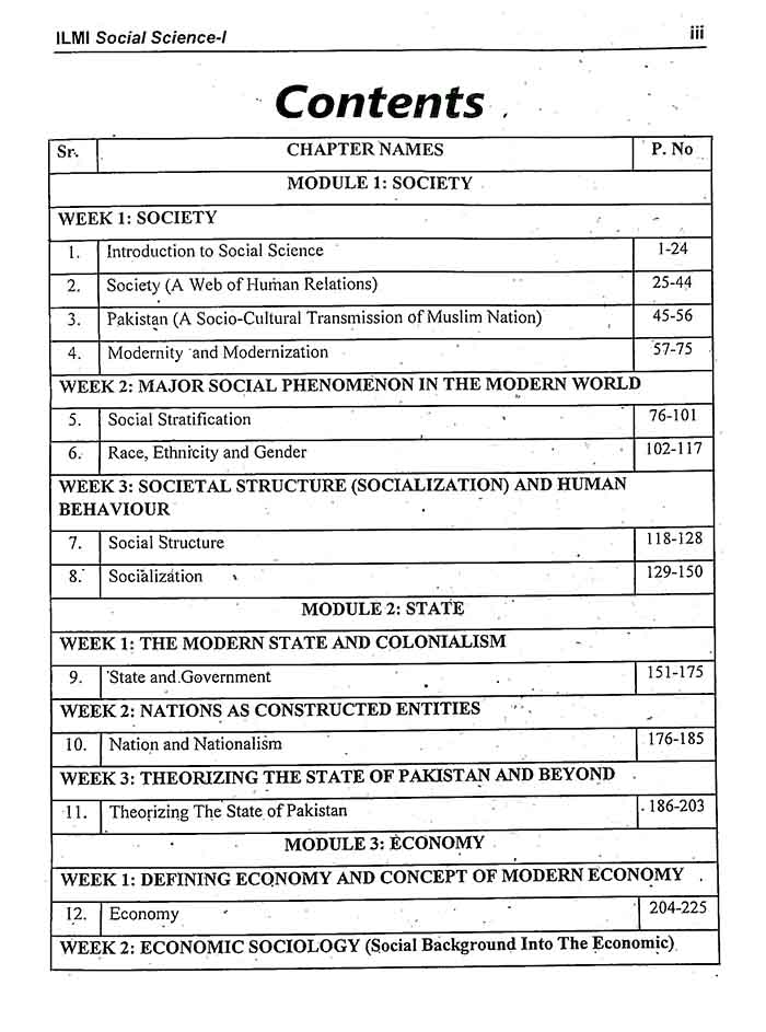 ILMI Social Science-1 SSCI 105 Science of Society-1 BSU103 Book for ADA, ADS, BS Written by M. Akram Afaq Rana Multan Kitab Ghar