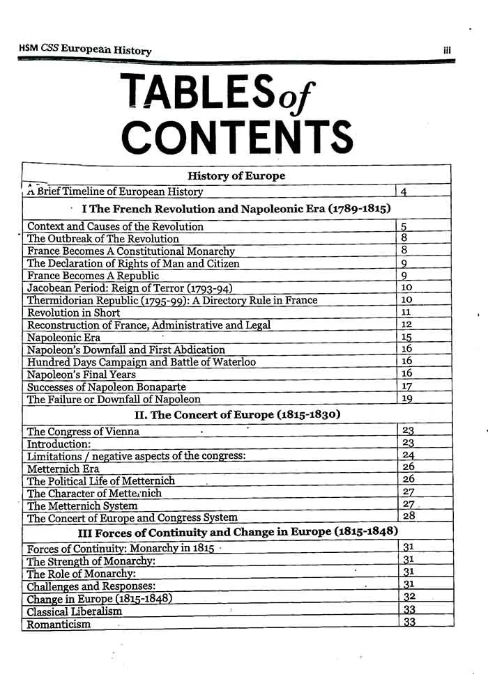 HSM European History Book CSS Solved Paper MCQs with chapter wise By Ehtesham Ali Baig Multan Kitab Ghar