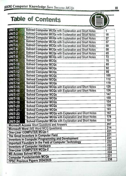 HSM Computer Knowledge 2500+ MCQs by Sheraz Sohail MKG