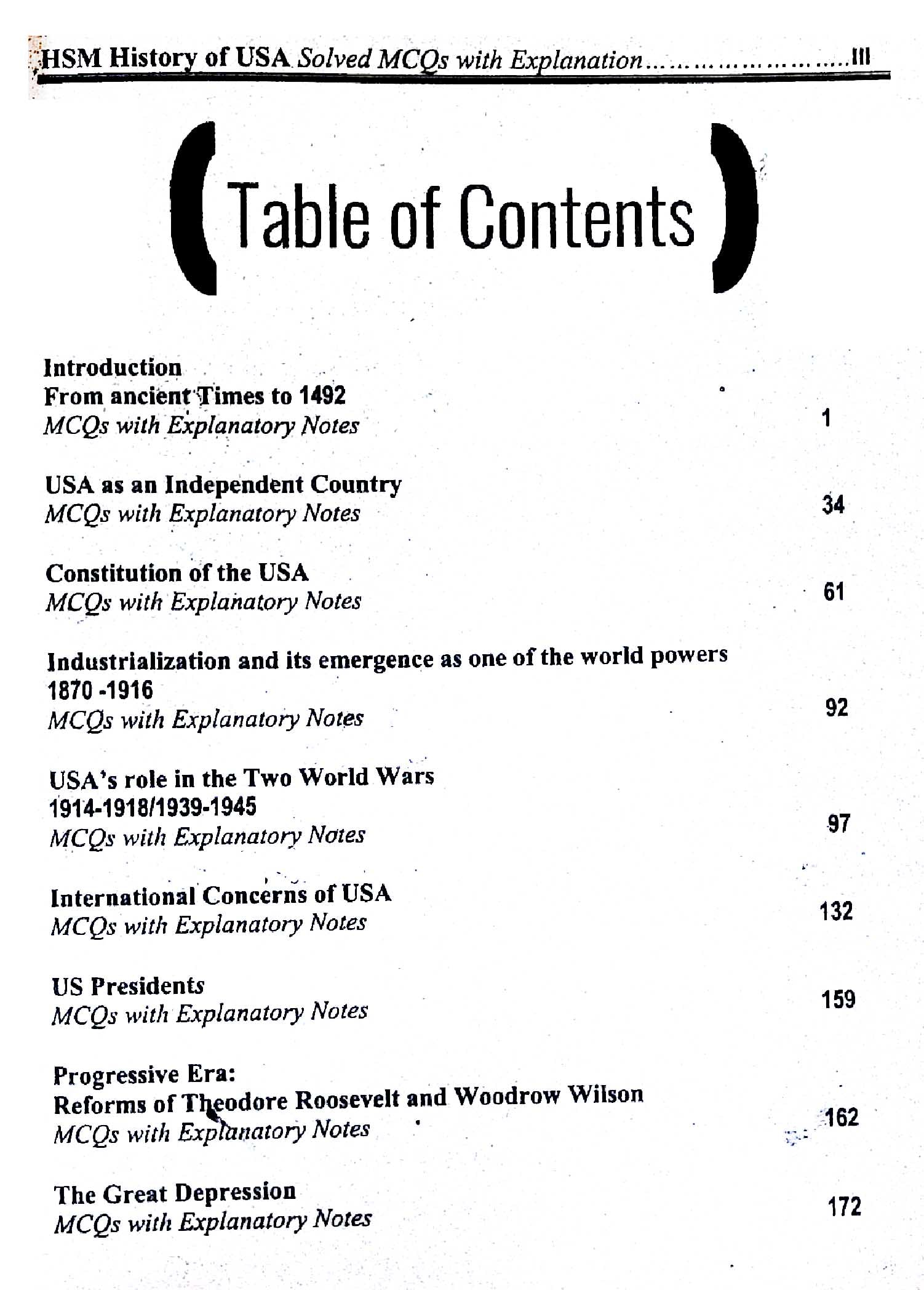 HSM History of USA MCQs for CSS PMS PCS by Aamer Shahzad