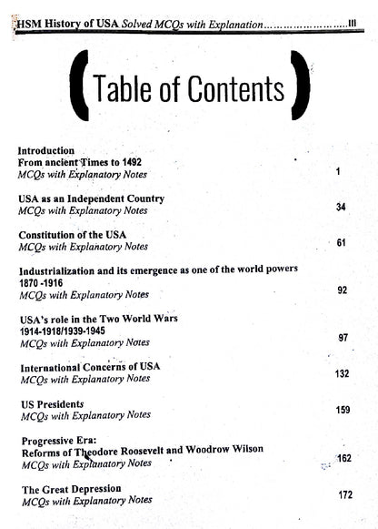 HSM History of USA MCQs for CSS PMS PCS by Aamer Shahzad