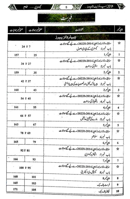 Hamdard Scholar Chemistry (In Urdu Medium) Up-To-Date Past Paper's for Class 9th for Preparation of Examination 2024