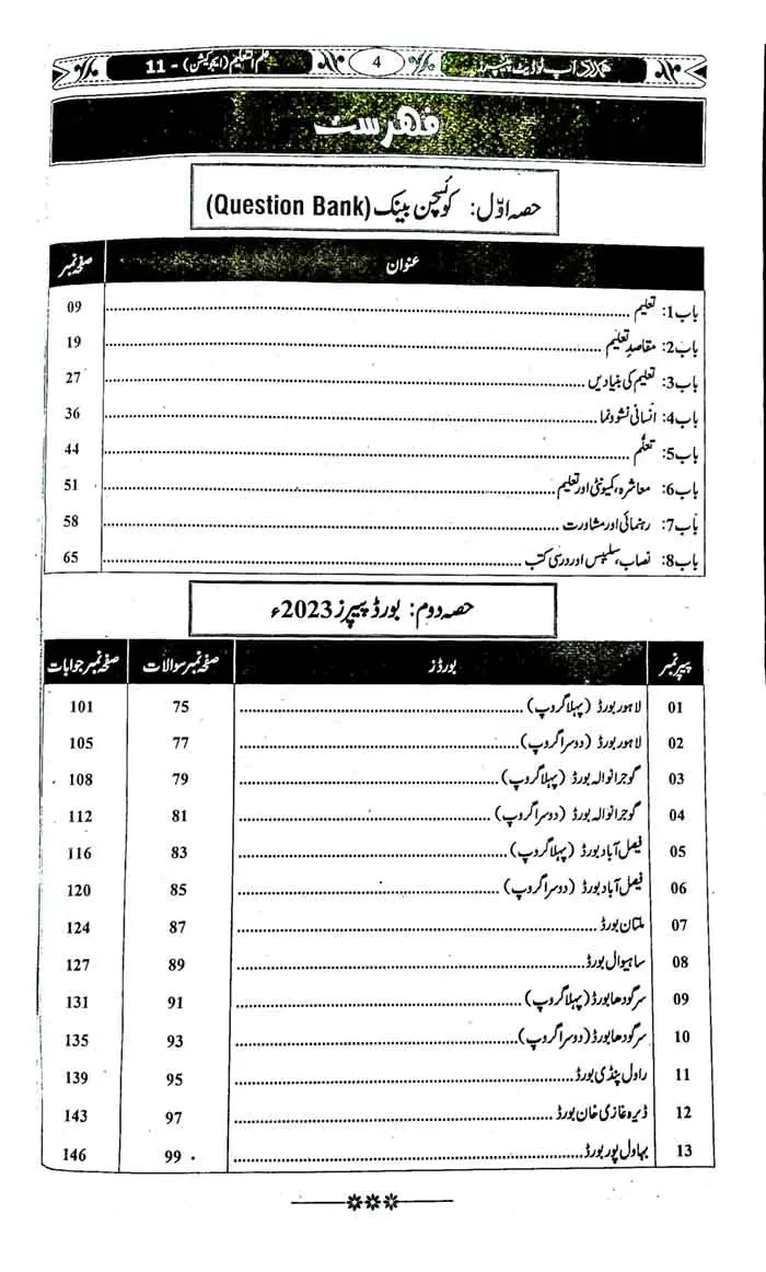 Hamdard Scholar Education (In Urdu Medium) Up-To-Date Past Papers Book for Class 11th for Preparation of Examination 2024 Multan Kitab Ghar