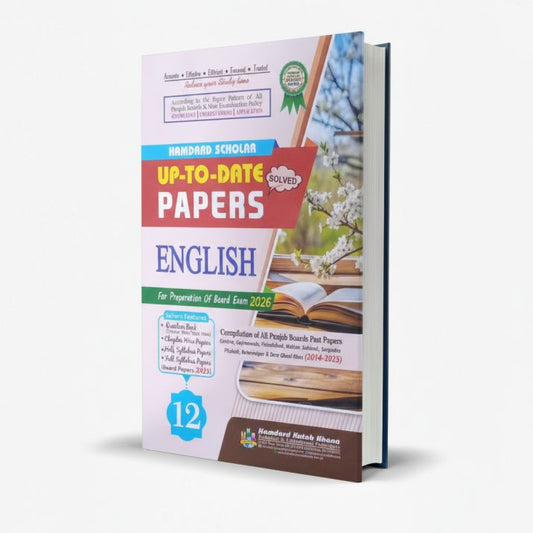 Hamdard Scholar English Up To Date Solved Past Papers with Questions Bank 2014-2024 for Class 12 MKG