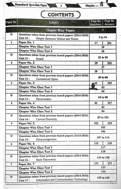 Hamdard Scholar Physics Up To Date Papers for 10th for Preparation of Examination 2026 Hamdard Scholar