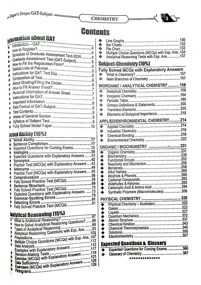 Hi Brain GAT Subject Chemistry Book For Ph.D By Dogar Unique Multan Kitab Ghar