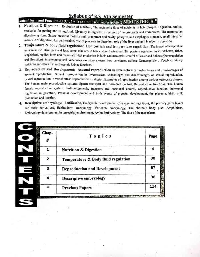 Honey A Textbook of Animal Form Function-II for B.S (4 Years) Botany, Zoology 5th Semester By Prof Dr M Khalid Multan Kitab Ghar