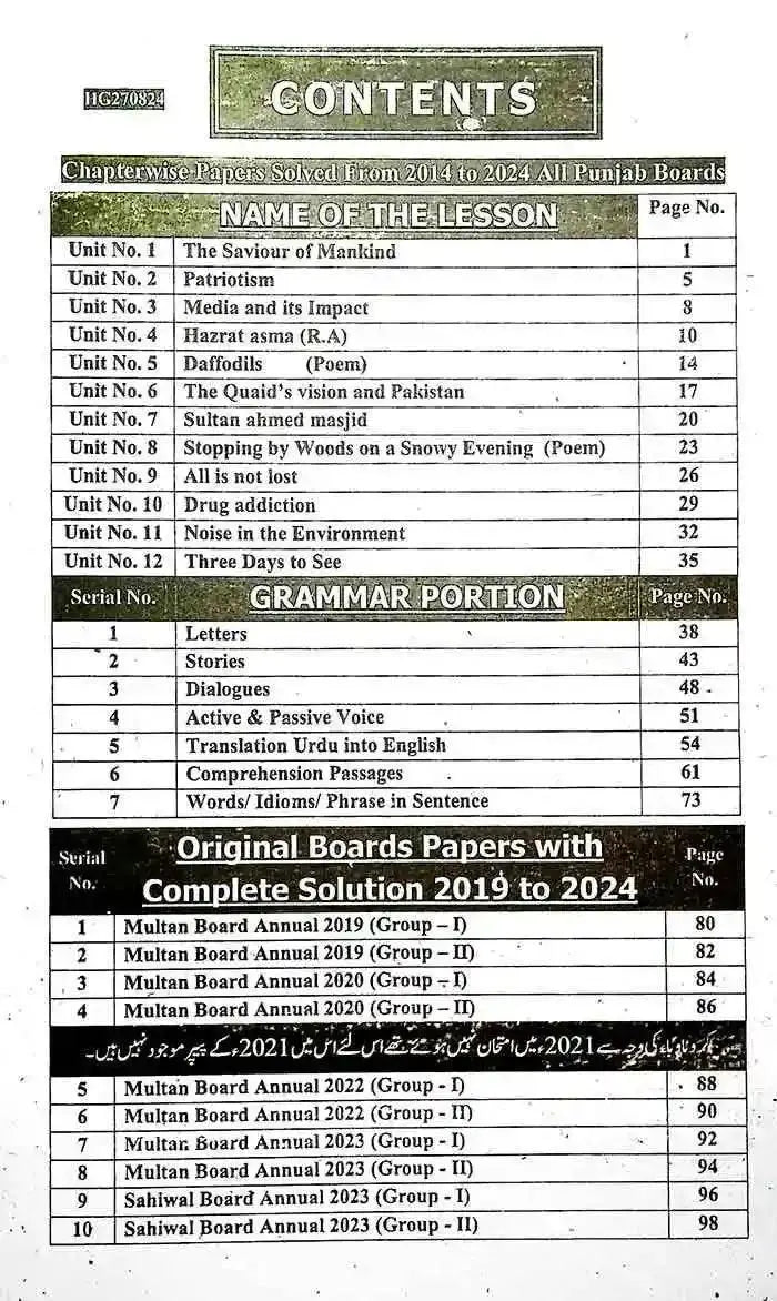 Honey Solved Papers English – 9th Class Past Papers by Prof. Naveed Sajid