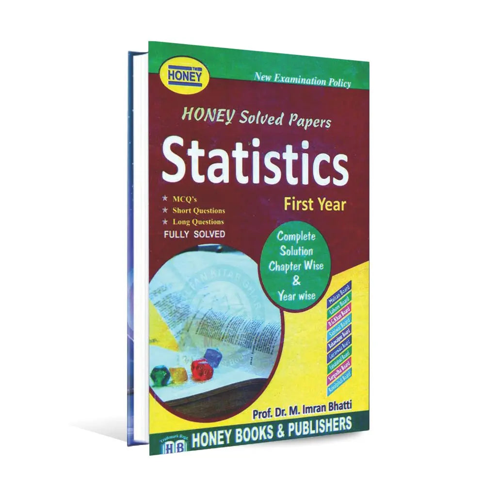 Honey Solved Papers Statistics 1st Year Book by Prof M Imran Bhatti Multan Kitab Ghar