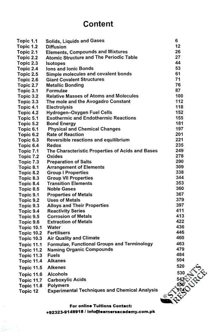 IGCSE 0620 Chemistry P-2 Book for Cambridge Exam By Nouman Ahmad Multan Kitab Ghar