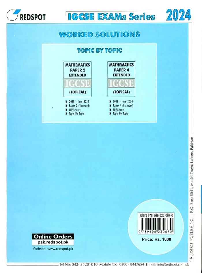 IGCSE Mathematics Paper-2 Topical Worked Solution 0580 By khalid Mahmood Somroo