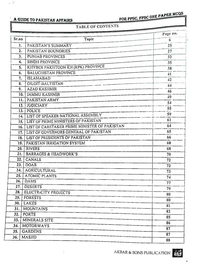 A Guide to Pakistan Affairs for PPSC, FPSC by M Shahid Akbar Contents 1 MKG