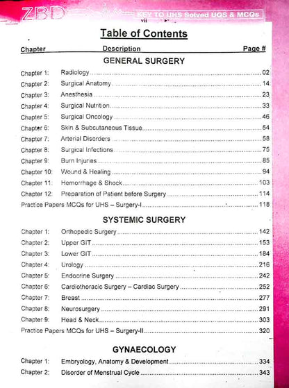 Key to UHS Solved Past University Question 2007-2023 for Final years MBBS DPT Student by Dr M Shoaib Multan Kitab Ghar