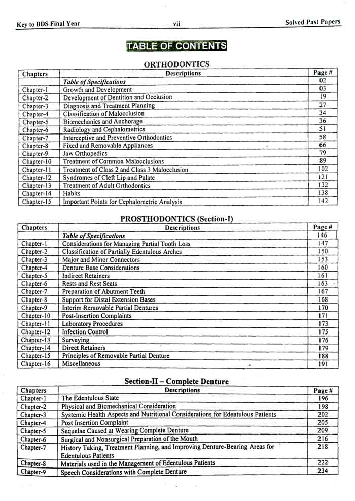 Key to BDS past paper book series solved SEQ past papers for Final Years BDS Special edition 2023-24 By Dr Rameen Hameed Multan Kitab Ghar