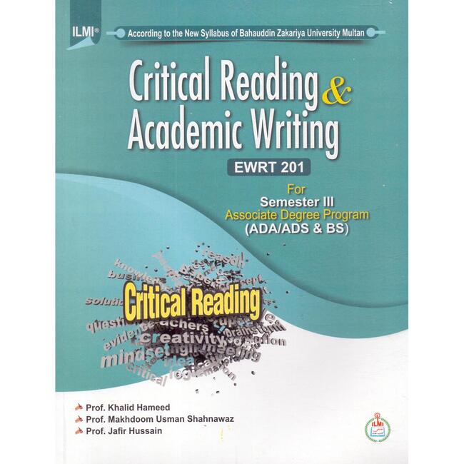 ilmi Critical Reading & Academic Writing Book for BS Semester 3 by Prof. Khalid Hameed Multan Kitab Ghar