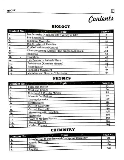 Ilmi NUMS, PMC MDCAT (Medical Dental Colleges Admission Test) content Wise Past Paper's Questions Multan Kitab Ghar