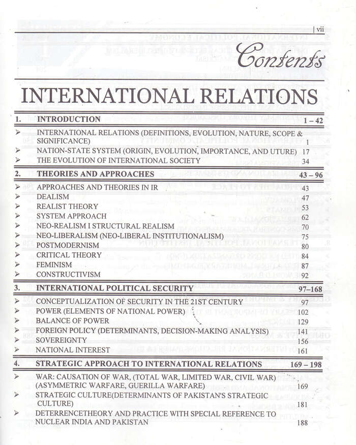 International Relations Comprehensive Notes Book I Latest Edition For CSS, PMS M.A IR By M. Safdar Malik Multan Kitab Ghar