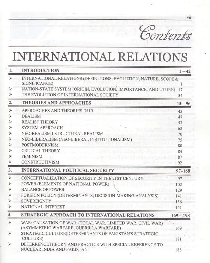 International Relations Comprehensive Notes Book I Latest Edition For CSS, PMS M.A IR By M. Safdar Malik Multan Kitab Ghar