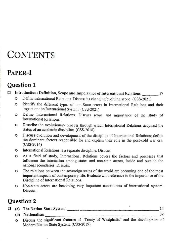 JWT International Relations Paper 1 for CSS, PMS All Other Relevant Exams By Sajjad Haider Multan Kitab Ghar