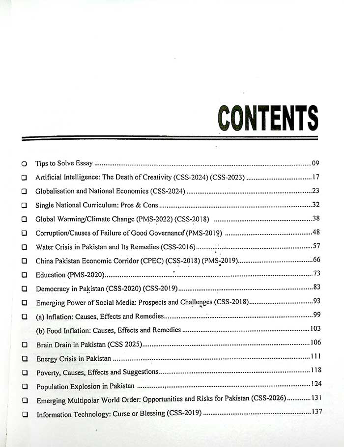 JWT Top 30 Essays For CSS PMS all Other Relevant Exams Book By Zahid Ashraf - MKG