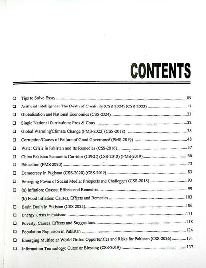 JWT Top 30 Essays For CSS PMS all Other Relevant Exams Book By Zahid Ashraf - MKG